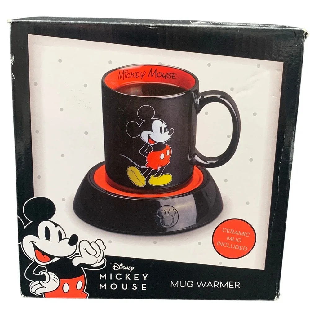 Disney Mickey Mouse Mug Warmer DMP-16 Black Red Ceramic 10oz Mug Set